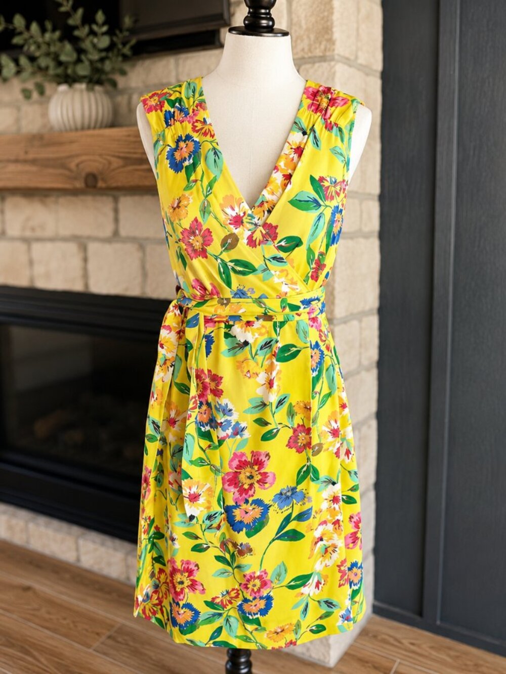 Kate Spade New York Cathleen Floral Yellow Silk Wrap Dress In Color Full Bloom